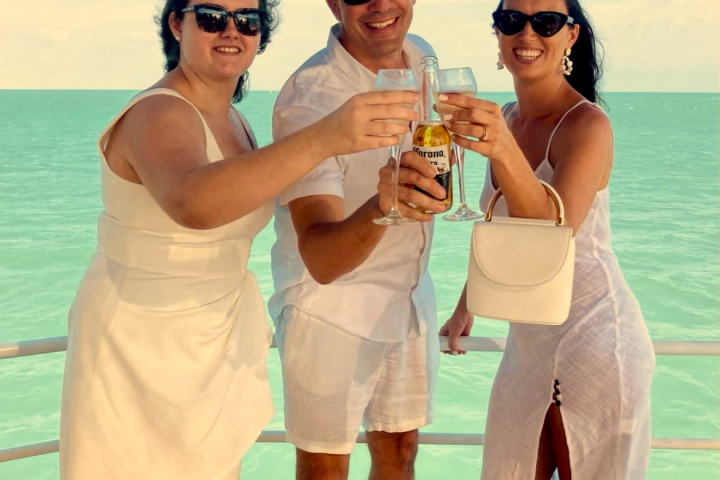 a couple of people posing for the camera